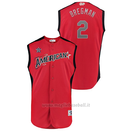 Maglia Baseball Hombre Houston Houston Astros 2019 All Star Game Workout American League Alex Bregman Rosso